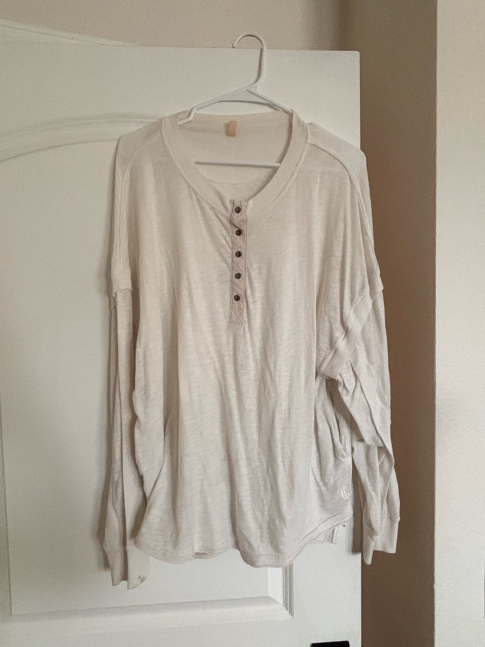 Free People Movement Cream Henley Long Sleeve Shirt